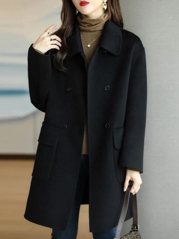 Stylish Mid-Length Woolen Coat - Winter Clothing Pk ulasan dan harga