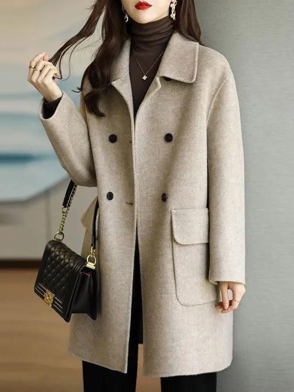 Stylish Mid-Length Woolen Coat - Winter Clothing Pk ulasan dan harga